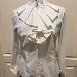 Doncaster White Ruffled Blouse